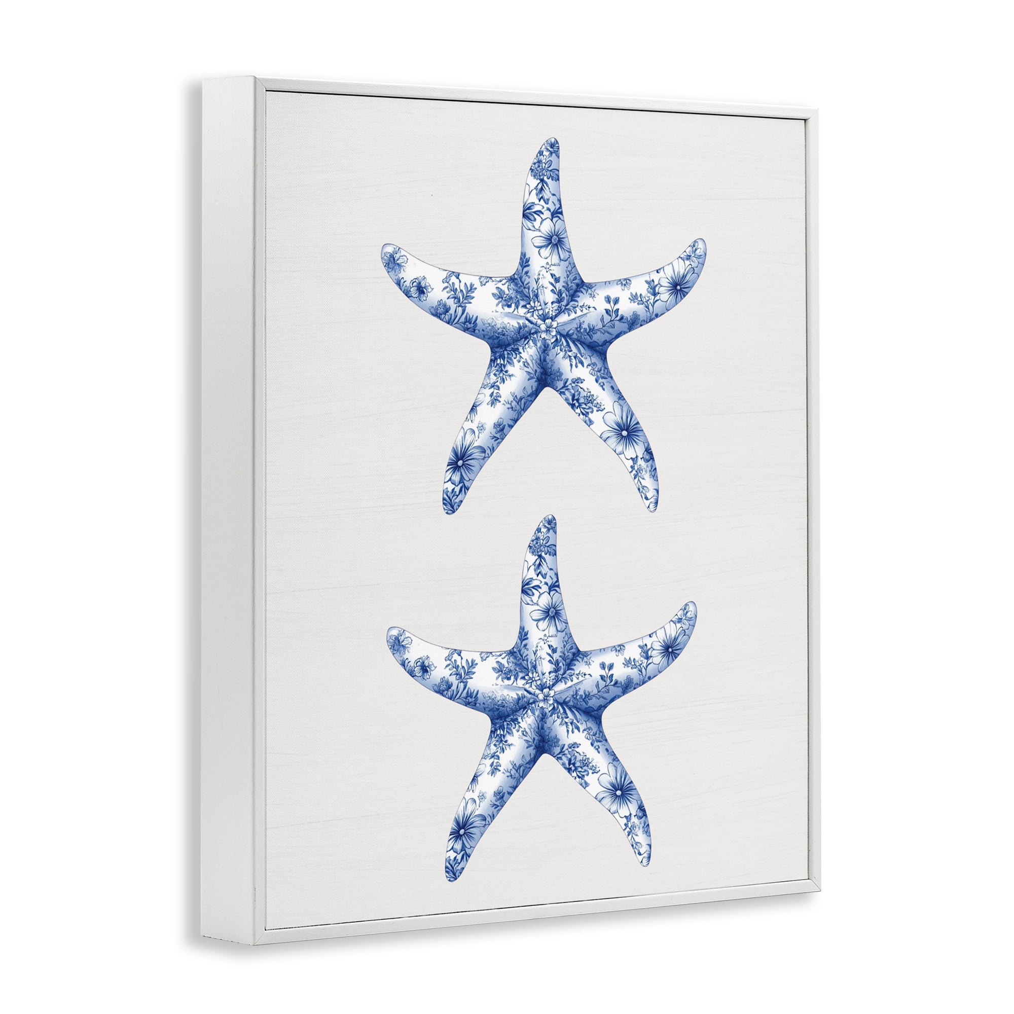 Vintage Toile Starfish White Framed Giclee Art, design by Lettered and Lined