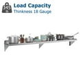thumbnail image 4 of Towallmark Stainless Steel Shelf, NSF Commercial Shelf Wall Mounted, Wall Shelf Floating Shelving for Restaurant, Kitchen, Home, Hotel, 72 x 12 Inches Flat Surface, 4 of 9