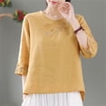 thumbnail image 4 of Womens Blouses and Tops Dressy Kelon Women's Tops, Tees & Blouses Short Sleeve Shirts Crew Neck Ethnic Embroidered Blouse Loose Fit T-shirt, 2XL, 4 of 6