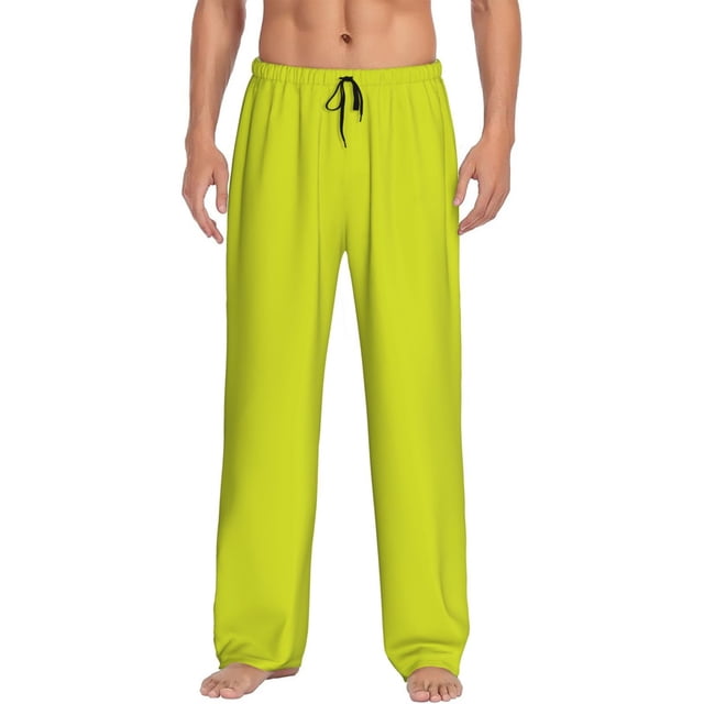 Kdxio Yellow Pattern Men's Pajama Pants, Elastic Waist with Drawstring and Pockets, Comfortable Loungewear-Medium