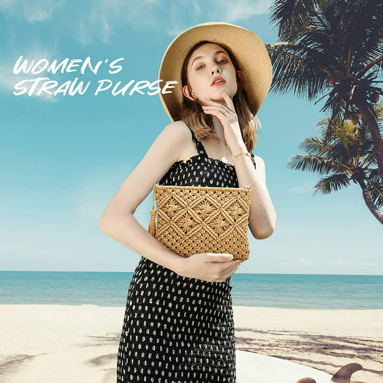 Straw Bags Crossbody Purses For Women, Tassel Straw Handbag Vintage  Handwoven Bag Summer Beach Bag