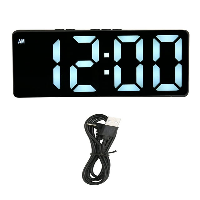 Reloj despertador digital multifunción con pantalla grande, estilo moderno, pantalla de temperatura, reloj con espejo LED para el hogar y el dormitorio.