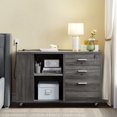 thumbnail image 4 of YITAHOME File Cabinet with Charging Station, Mobile Lateral Filing Cabinet with Lock for Home Office, Printer Stand with Open Storage Shelf, Fits A4, Letter, Legal Size Files, Office Furniture, Grey, 4 of 4