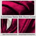 thumbnail image 2 of Amay Satin Silk Queen Duvet Cover Set (90"×90", Burgundy ) – Luxurious Glossy Finish – Ideal for Master Bedrooms, Hotel-Inspired Décor – 3-Piece Set, 2 of 5