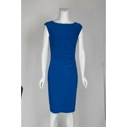 Catherine Malandrino Boat Neck Cap Sleeve Gathered Side Solid Jersey Dress Color: ROYAL, Size: 4