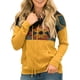 thumbnail image 2 of Sudadera holgada, con estampado informal, bolsillos, talla L, manga larga, color amarillo, con parches para mujer, 2 of 6