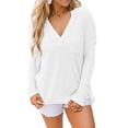 thumbnail image 3 of TIHLMK Blouses Shirts Fashion Women Casual Turndown Collar Long Sleeve Loose T-Shirt Autumn Blouse Pullover Tops White, 3 of 8