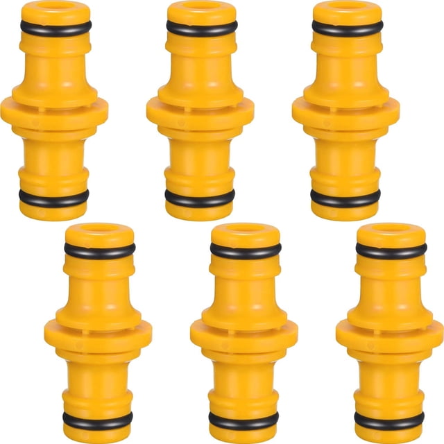 Paquete de 6 conectores de manguera macho dobles extensores para unir tubos de manguera de jardín (amarillo)