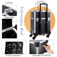 thumbnail image 5 of Rolling Makeup Case Large Makeup Box Organizer Cosmetic Trolley Cosmetology Traveling Cart Trunk, 5 of 6