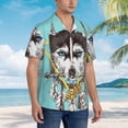 thumbnail image 6 of Uemuo Husky With Dreamcatcher Printed Regular Fit Short Sleeve Casual Hawaiian Shirt for Men,Aloha shirt,Tropical shirt,Floral print shirt,Vacation Beach shirt-3X-Large, 6 of 9