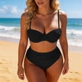 thumbnail image 2 of JIAYUE Women Swimsuit Sets Spaghetti Strap Sweetheart Neck Two Piece Bikini Top With High Waist Bottoms Solid Color Tankini Hawaii Female Swimwear, 2 of 5