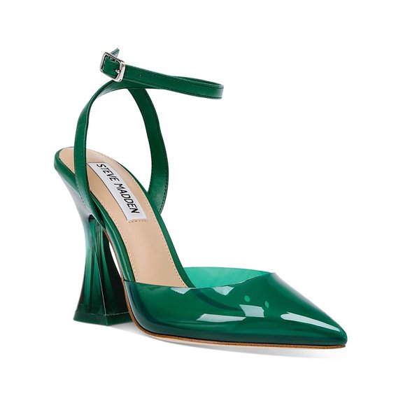 Steve Madden Womens Zelie Faux Leather Ankle Strap Block Heels