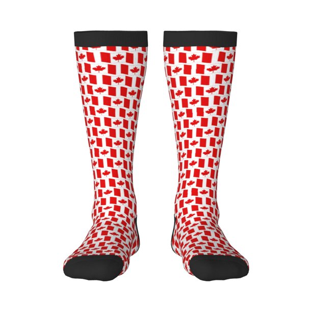 Fotbe Canada Calcetas Divertidas Estampadas para Hombre y Mujer, Calcetas de Algodón hasta la Rodilla para Caminar, Correr, Enfermería y Embarazo
