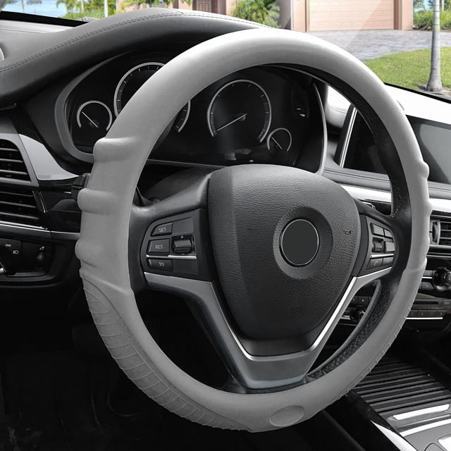 FH Group , Couvercle de Volant en Silicone avec Marques de Prise, Gris, pour Auto