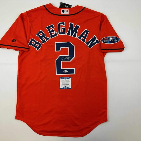 Autographed/Signed Alex Bregman Houston Astros Authentic Orange Baseball Jersey Beckett BAS COA