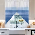 thumbnail image 4 of Blue White Gradient Swag Curtain Valance for Windows, Abstract Ombre Texture Modern Art Window Treatments Short Swag Topper for Kitchen Windows Bathroom Bedroom, 36"x45", 4 of 8