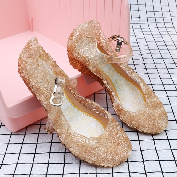 Tineasur Girls Jelly Sandals Simple PVC Waterproof Children Shoes School 1 Pair