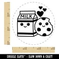 thumbnail image 2 of Cute Milk and Cookies Best Friends Love Self-Inking Rubber Stamp Ink Stamper - Lime Green Ink - Small 3/4 Inch, 2 of 7