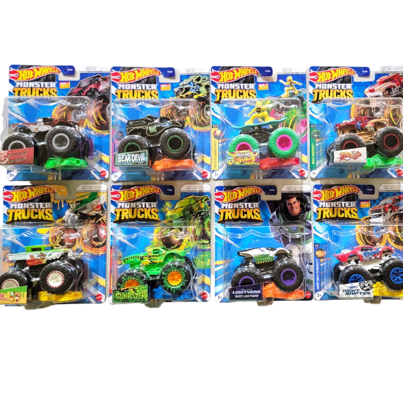 Hot Wheels Monster Trucks Connect and Crash Car Complete Set of 8 Diecast Vehicles with Hotweiler, Buzz, Board Wild, Gunkster, Beardevil and More from FYJ44-995G