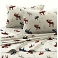 thumbnail image 2 of Tribeca Living Plaid Moose Printed Flannel Extra Deep Pocket Sheet Set King, 2 of 2