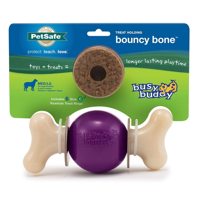 Toy PetSafe Busy Buddy Bouncy Bone para perros, color morado M/L