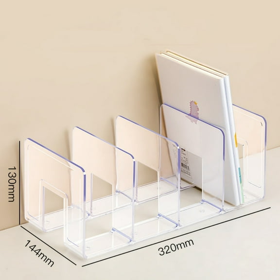 MODANU Acrylic File Sorter, Clear File Holder Acrylic Desk Organizer, Desktop File Organizer File Folder Holder Rack for Envelopes Mail Letter Paper Notebook Electronics