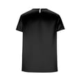 thumbnail image 5 of Craaazy Women's Loose Fit Solid Color Satin Round Neck Short Sleeve Casual Blouse Lightweight Elegant Business Casual Wear Top Gifts, 5 of 6