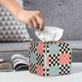 thumbnail image 6 of Gukieu Colorful Checkered Print Leather Tissue Box, PVC Waterproof Velcro Opening and Closing Square Tissue Box Holder, Suitable for Home and Office Decoration, 6 of 7