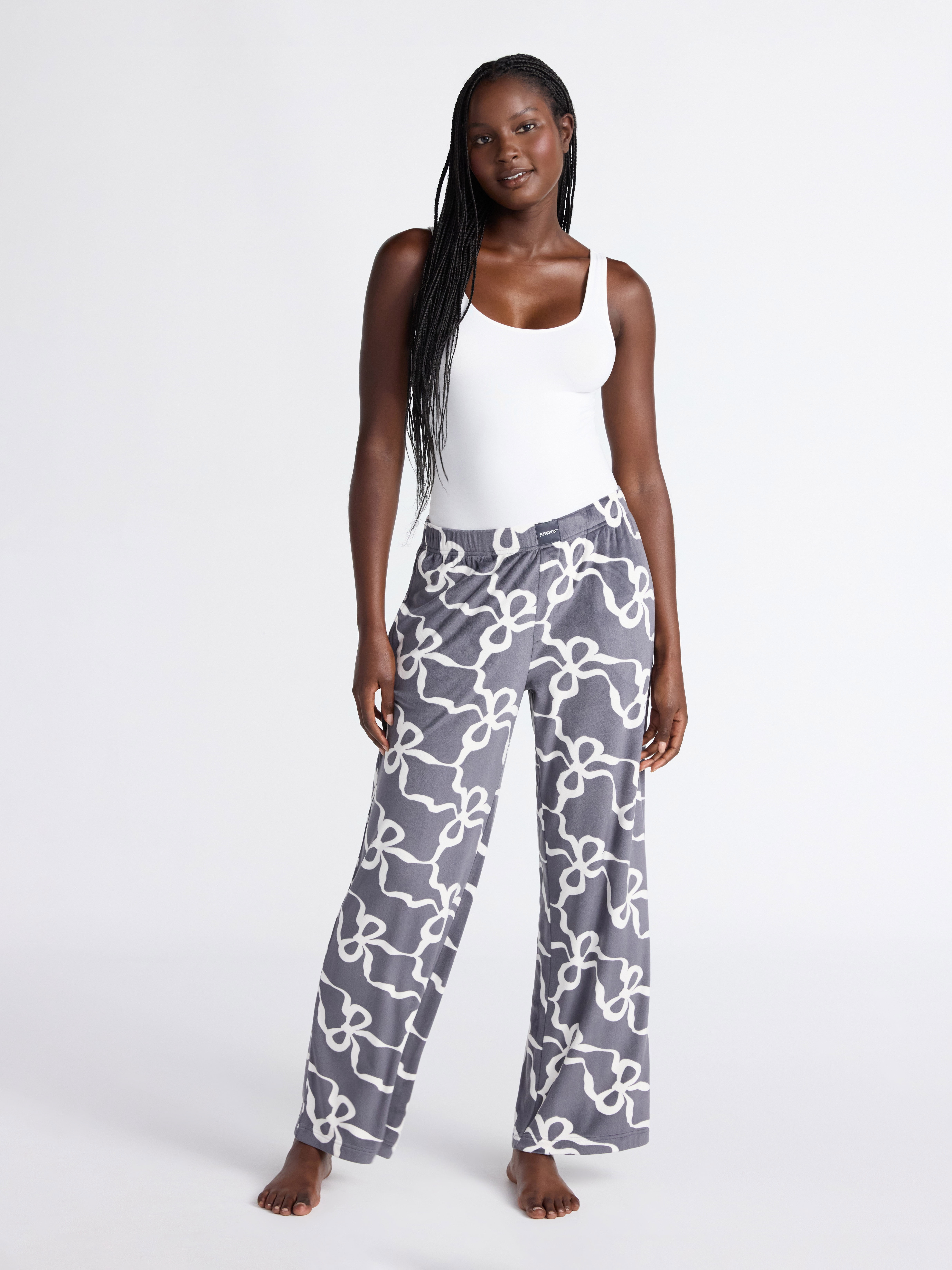 Joyspun Women's Velour Wide-Leg Sleep Pants, Size XS-3X