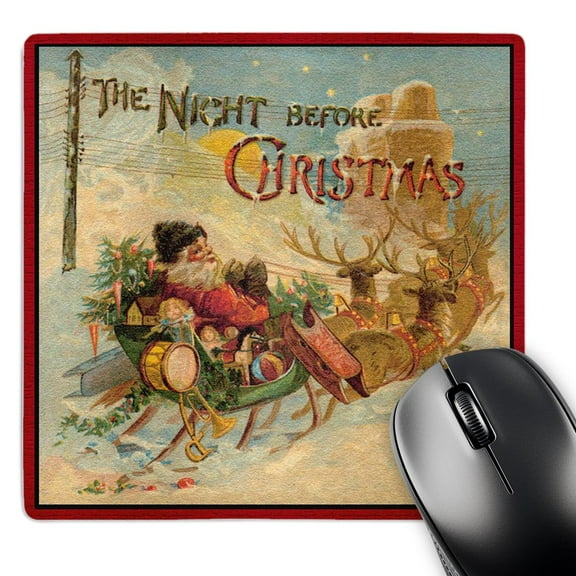 3dRose, Night Before Christmas Santa in Reindeer Pulled Sleigh, MousePad