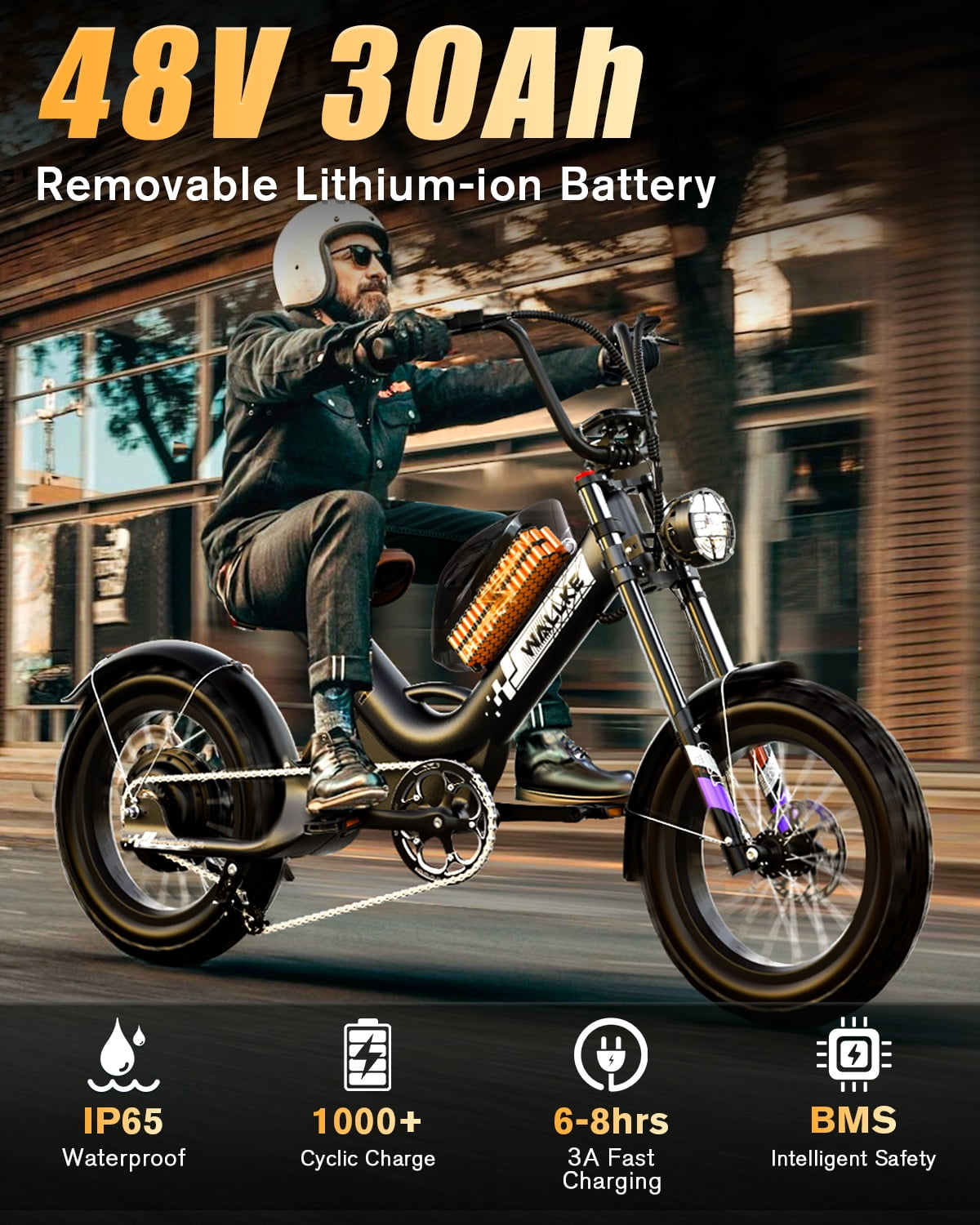 W WALLKE Titan X1 Carbon Fiber Frame Electric Bike, 30Ah Long Range Ebike for Adults, 3800W 40MPH Fast E Bike, 20"x5" Puncture-Proof Fat Tire