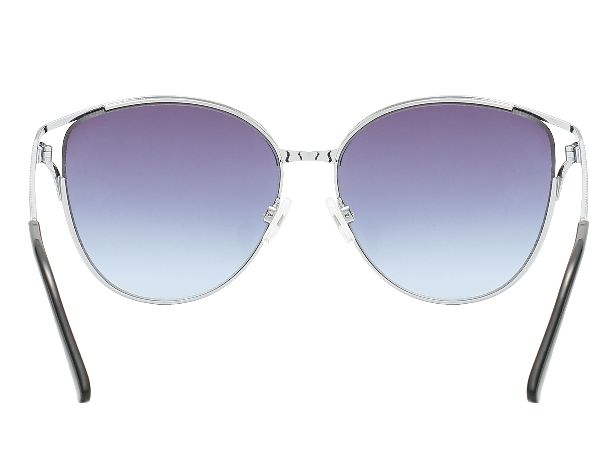 Piranha Women's "Twiggy" Silver Frame Mod Fashion Sunglasses with Purple and Blue Gradient Lens - image 2 of 2