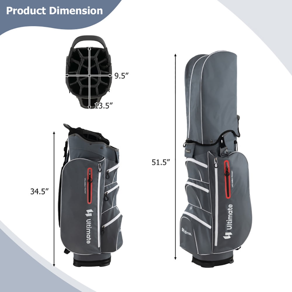 Demifill 9.5 Inch Lightweight Golf Cart Bag with 15 Way Top Dividers, Lightweight Golf Clubs Bag with 7 Zippered Pockets, Portable Golf Carry Bag for Outdoor, Red
