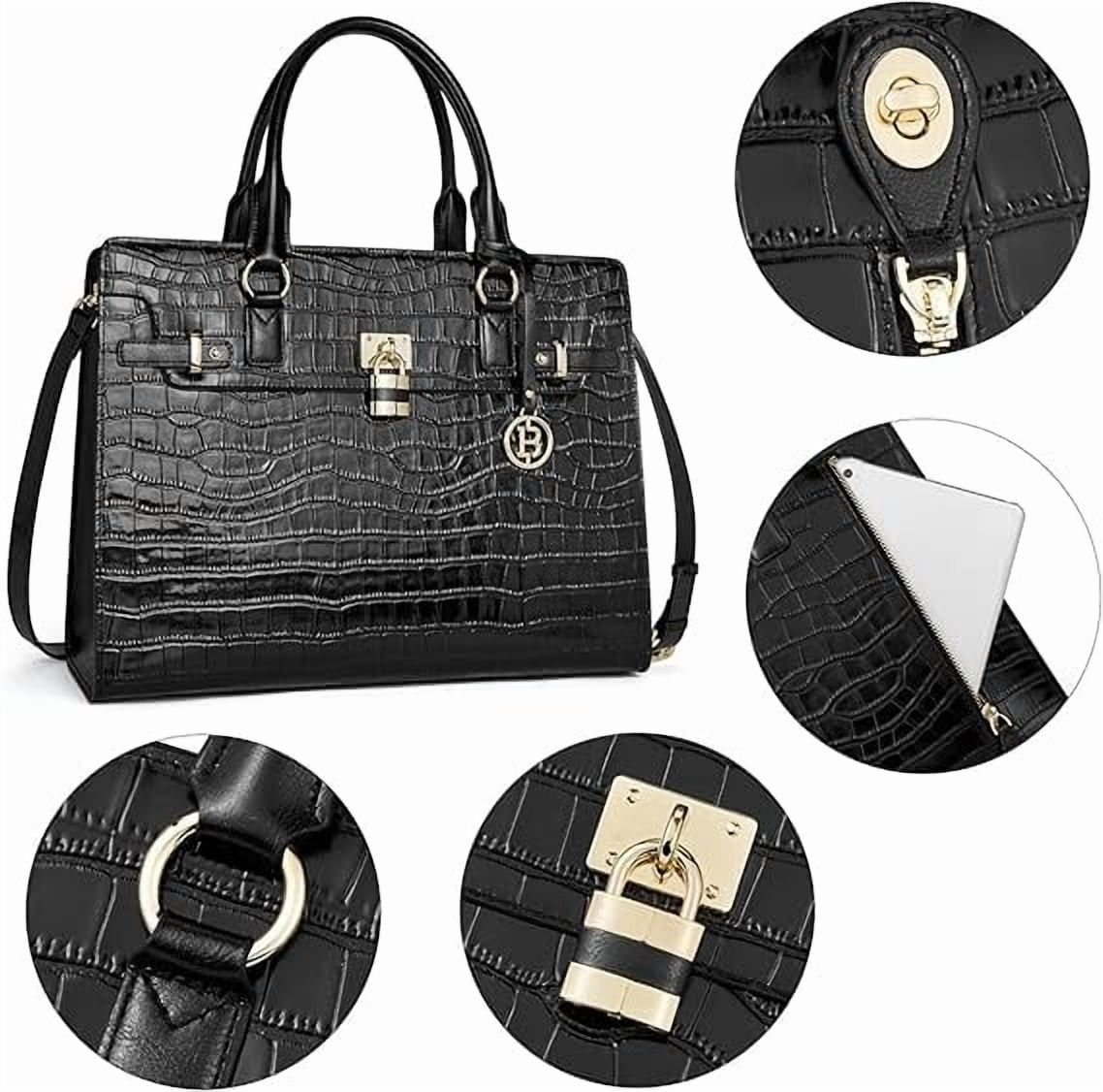 RKXQT Briefcase for Women 15.6 inch Leather Laptop Bag Vintage Slim Lawyer Business Bag Stylish Work Purse