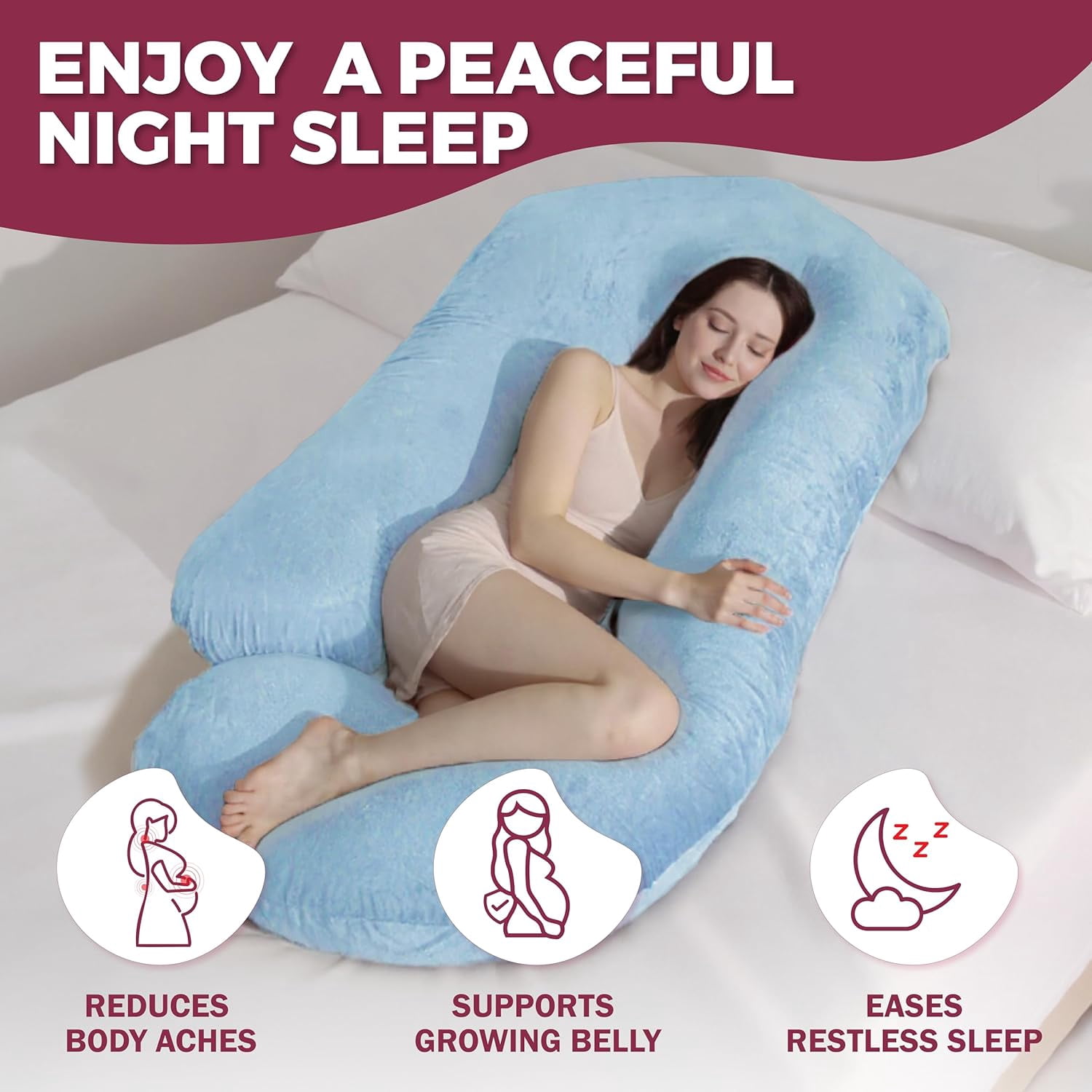 PILLANI Pregnancy Pillows for Sleeping - V C U Shaped 57inch Full Body Pillow with Removable Washable Cover, Cooling Maternity Pillow for Pregnant Women, Support for Back Belly Legs Hip