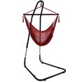 thumbnail image 1 of Sunnydaze Caribbean Style Extra Large Hanging Rope Hammock Chair Swing with Adjustable Stand - 300 lb Weight Capacity - Red, 1 of 10