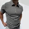 thumbnail image 1 of Plaid Polo camisa de los hombres Casual de talla grande manga corta Top foto Color S Eccomum PLS-9 XL, 1 of 3