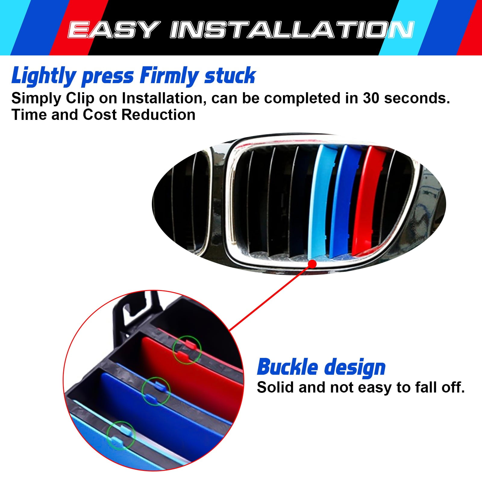 Colorful BMW X1 Grill Stripes - Easy Clip-On M Sport Style Trims For 2009-2015 E84 Models