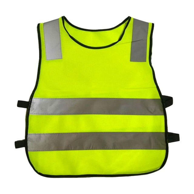 Chaquetas reflectantes sin mangas para niños, para trabajo de primaria, de punto uniforme amarillo