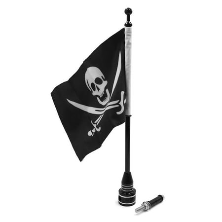 Black Mounting Pole - 26 x 17cm Motorcycle Black Rear Side Mount Pirate Flag Pole for Harley Davidson