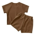 thumbnail image 6 of AUNVITO Boys & Girls Summer Waffle Knit Short Sleeve Set Casual Solid Color Top Shorts 2-Piece Outfit, 6 of 9