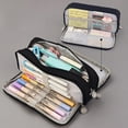 thumbnail image 1 of RKSTN Canvas Pencil Case with Double Zipper, Large Capacity, 1 Pack, 1 of 2