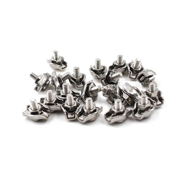 M5 304 Stainless Steel Bearing Simplex Single Bolt Wire Rope Clip Cable Clamps for Wire Cables(20PCS)