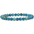 thumbnail image 1 of Bracelet Extensible Unisexe en Perles Rondes de 6 mm en Jaspe de Sédiment Marin Bleu Teint, 1 of 1