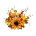 thumbnail image 2 of FeiFu Fall Candle Ring Wreath Artificial Sunflower Pumpkin Maple Leaves Centerpiece for Pillar Candle Holders Autumn Harvest Table Decor Home Party Thanksgiving Corona de Vela de Otoño, 2 of 6