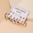 thumbnail image 2 of Juego de 6 pares de pendientes retro tipo C con personalidad creativa, pendientes de leopardo con gotas de aceite, pendientes de mariposa de amor Adecuado para muchas ocasiones, 2 of 6