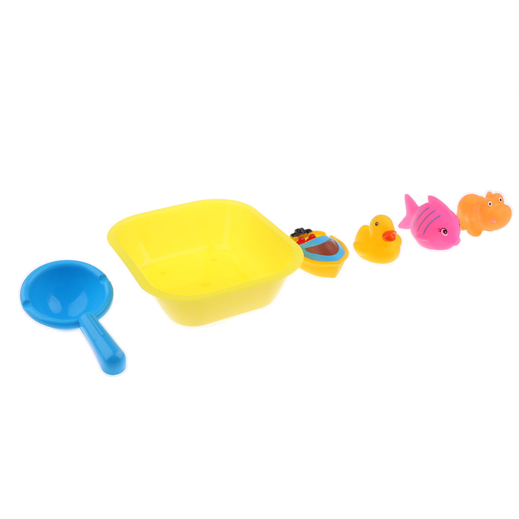 5Pcs/pack cute 7*6cm colorful rubber float squeaky sound duck baby bath toys  X 