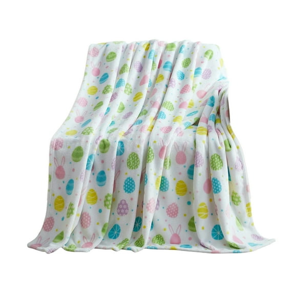 dajkiuy Easter Throw Blanket Colorful Eggs Blanket Cozy&Soft Plush Flannel Easter Blankets for Bed Couch Living Room, Easter Gifts for Kids Adults 51x39 inch