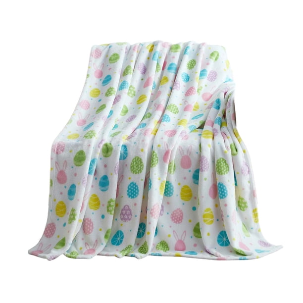 Manta de Pascua de 99 x 130 cm, conejito de primavera, suave franela colorida, decorativa, cuadrada, ideal para cumpleaños, regalos de Pascua, sofá, cama o habitación.