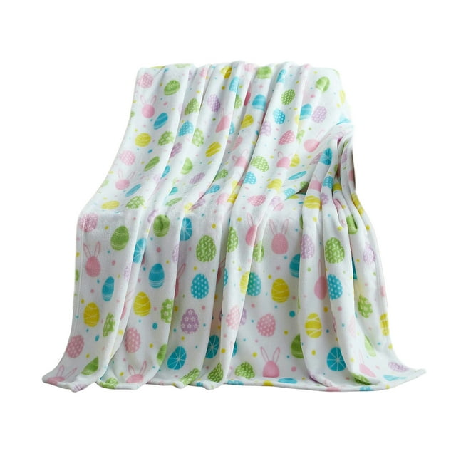 Couverture en Flanelle Jetée Pâques Flanelle Rayée Imprimée Couverture Décorative